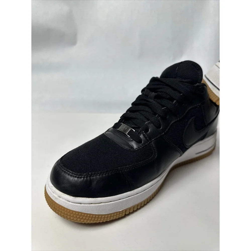 Men's NIKE AIR FORCE 1 (315122-043) Black Fabric & Leather Low Top Sneaker Sz 11